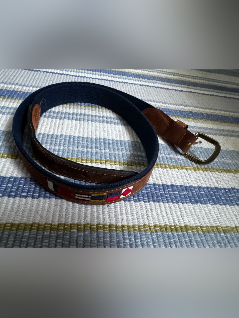 Zeppelin Sailing Symbol Brown Leather Mens Maritime Belt, size 38 - Picture 9 of 10